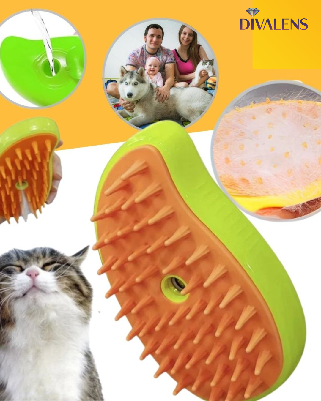 CEPILLO DE VAPOR 3 EN 1 PARA MASCOTAS